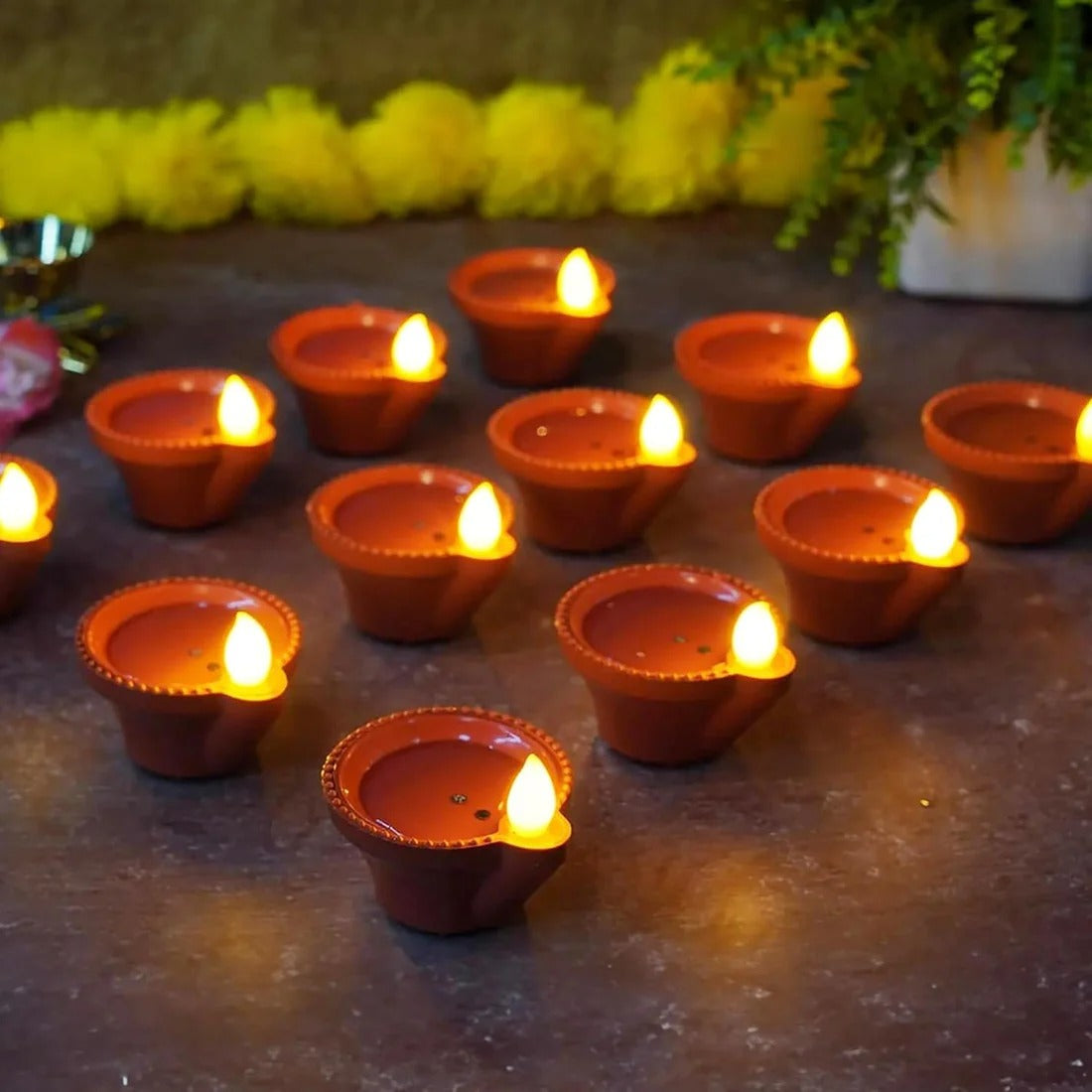 LED Water Sensor Diyas with Ambient Lights
